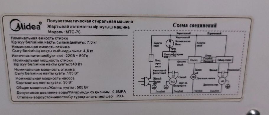 Стиральная машина полуавтомат Midea