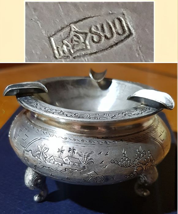 Пепельница ссср Серебро 800 пробы Вес 115 грамм По Цене за 1 грамм