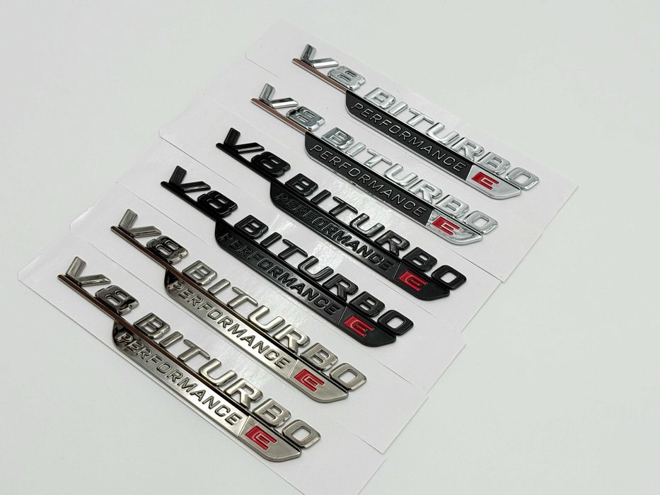 Set Embleme Compatibile Mercedes V8 Biturbo E Performance negru