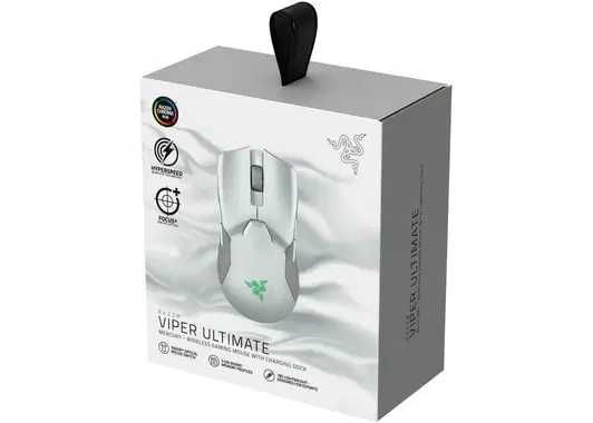 Mouse gaming Razer Viper Ultimate & Dock,RGB, Alb mercury,sigilat