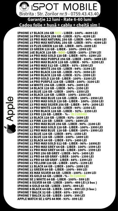 ‼️Telefoane in rate - Buy-Back - Garantie 12 luni + cadou‼️