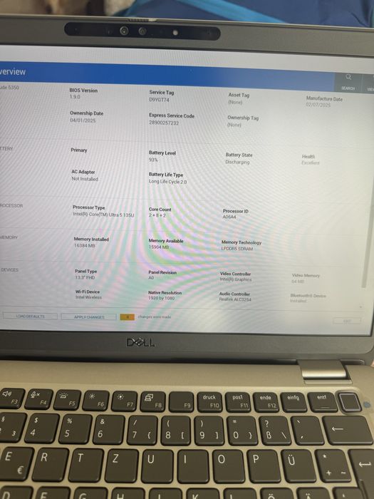 Dell Latitude 5350, Intel Ultra 5, Touchscreen, 16gb ddr5