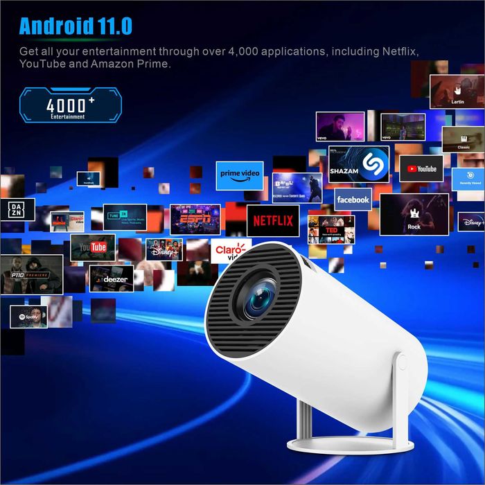 Proiector Smart HY300 Pro Android 11, 720P HD, 160 ANSI, WiFi6, BT5.0