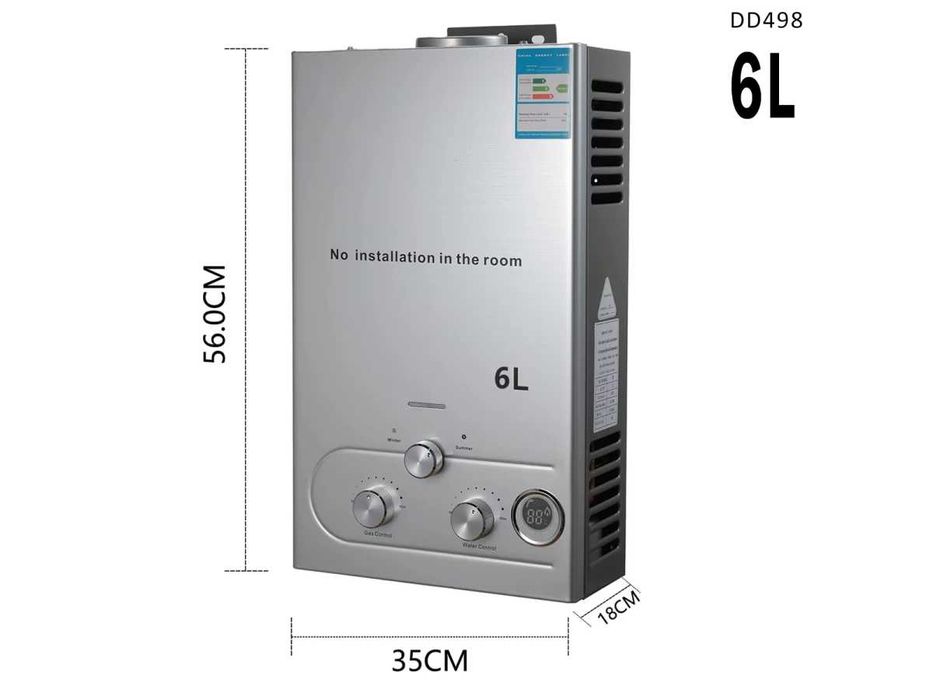 Încălzitor boiler portabil de apă pe gaz 6L de camping și aer liber