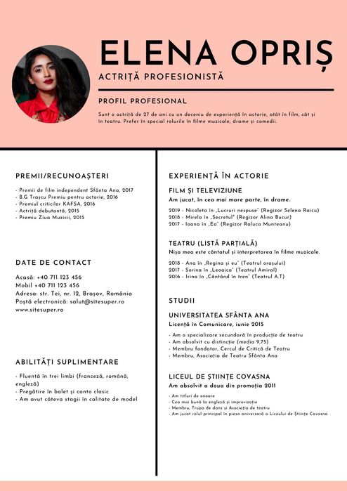CV(Curriculum vitae) profesional.