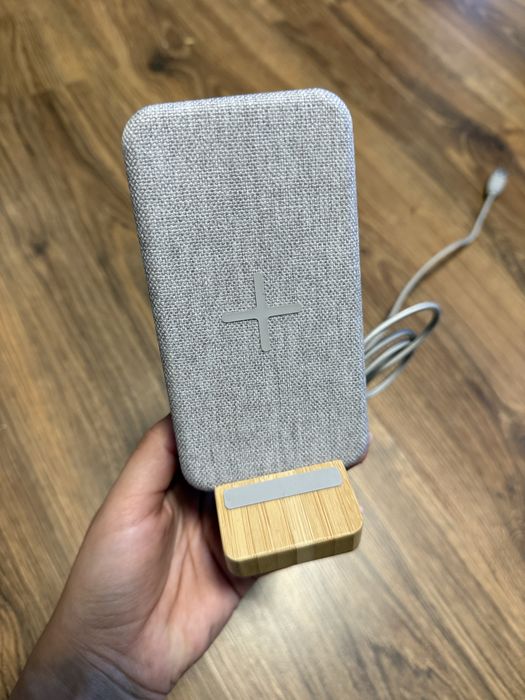 Incarcator wireless - charging pad bamboo and textile