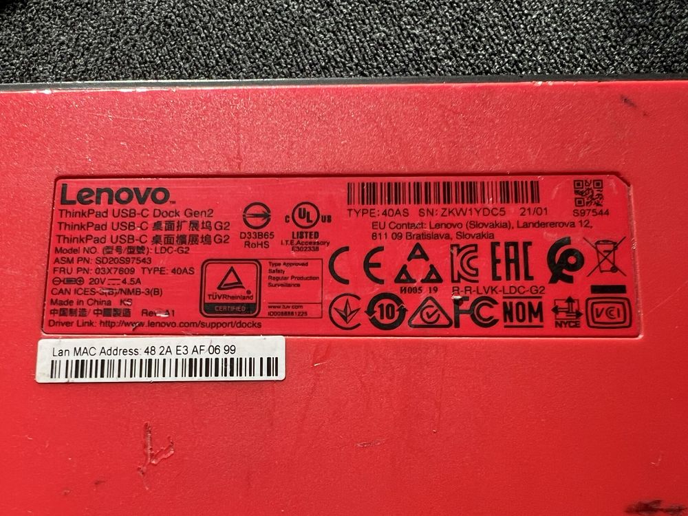 Lenovo ThinkPad USB-C Dock gen 2 cu alimentator original