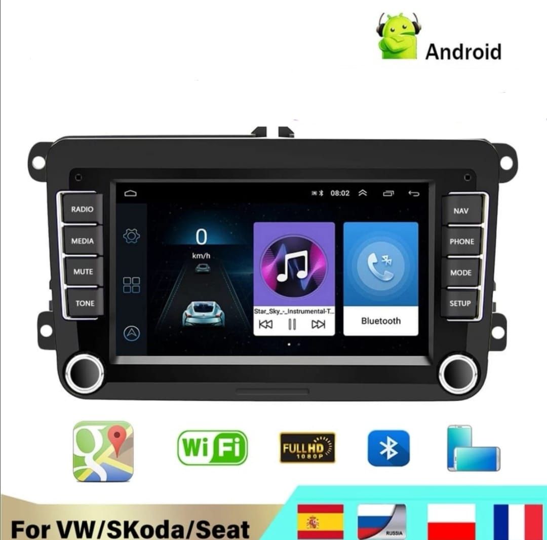 Navigație cu android 2GB RAM pt vw golf 5/6 polo, jetta, seat, skoda