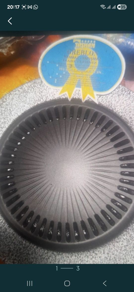 Gratar disc 34 cm nou, cu șanț ddecolectare al sosurilor