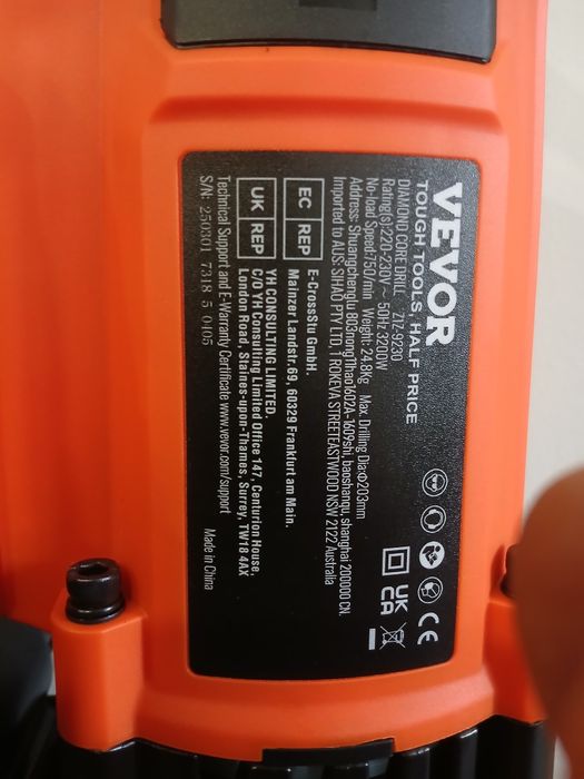 Mașină de carotat Vevor 750 rpm putere 3200W