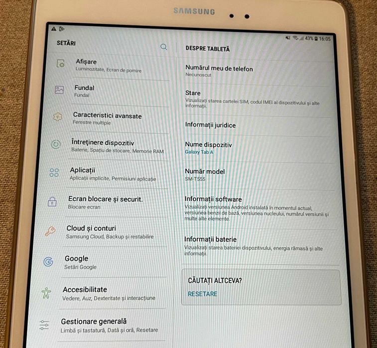 Tableta Samsung Tab A T555, 9.7, Quad-Core 1.2 GHz, 2GB RAM, 16GB, 4G