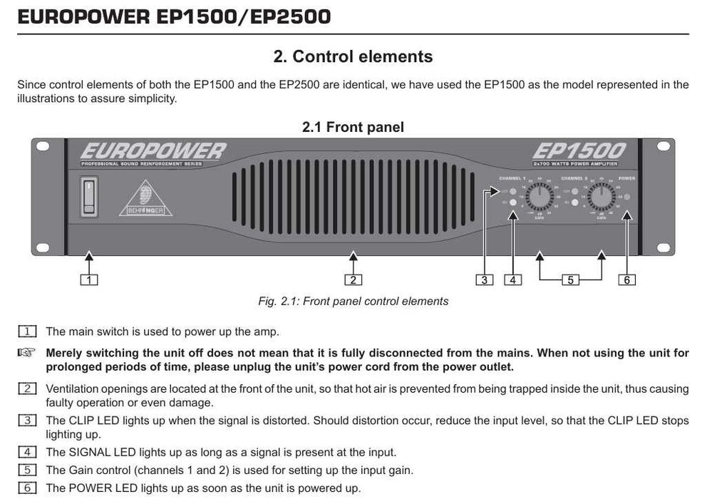 Професионален усилвател (крайно стъпало) Behringer Europower EP2500