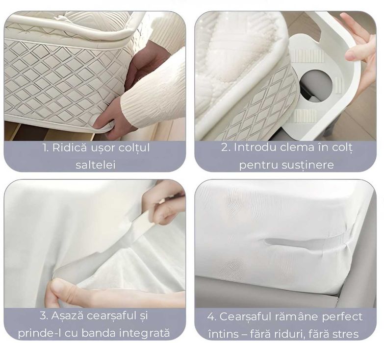 Suport prindere cearsaf alb/gri pentru a mentine cearsaful intins