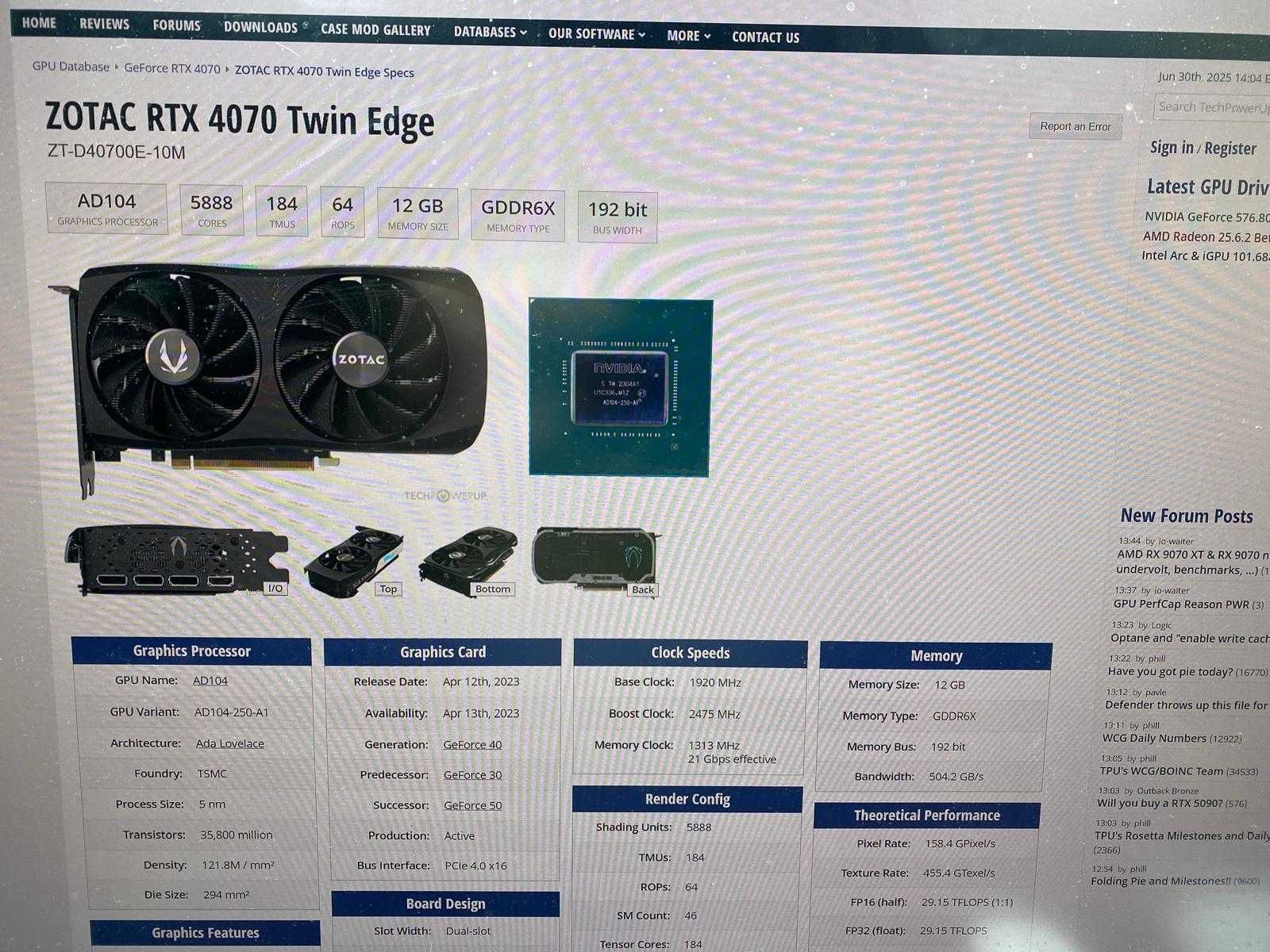 Placa video Zotac GeForce RTX 4070 Twin Edge 12GB GDDR6X 192-bit
