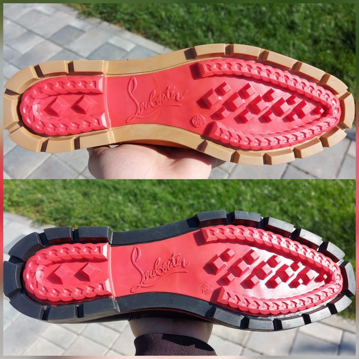 Ghete chelsea din piele cu tinte Louboutin pe 2 nuante