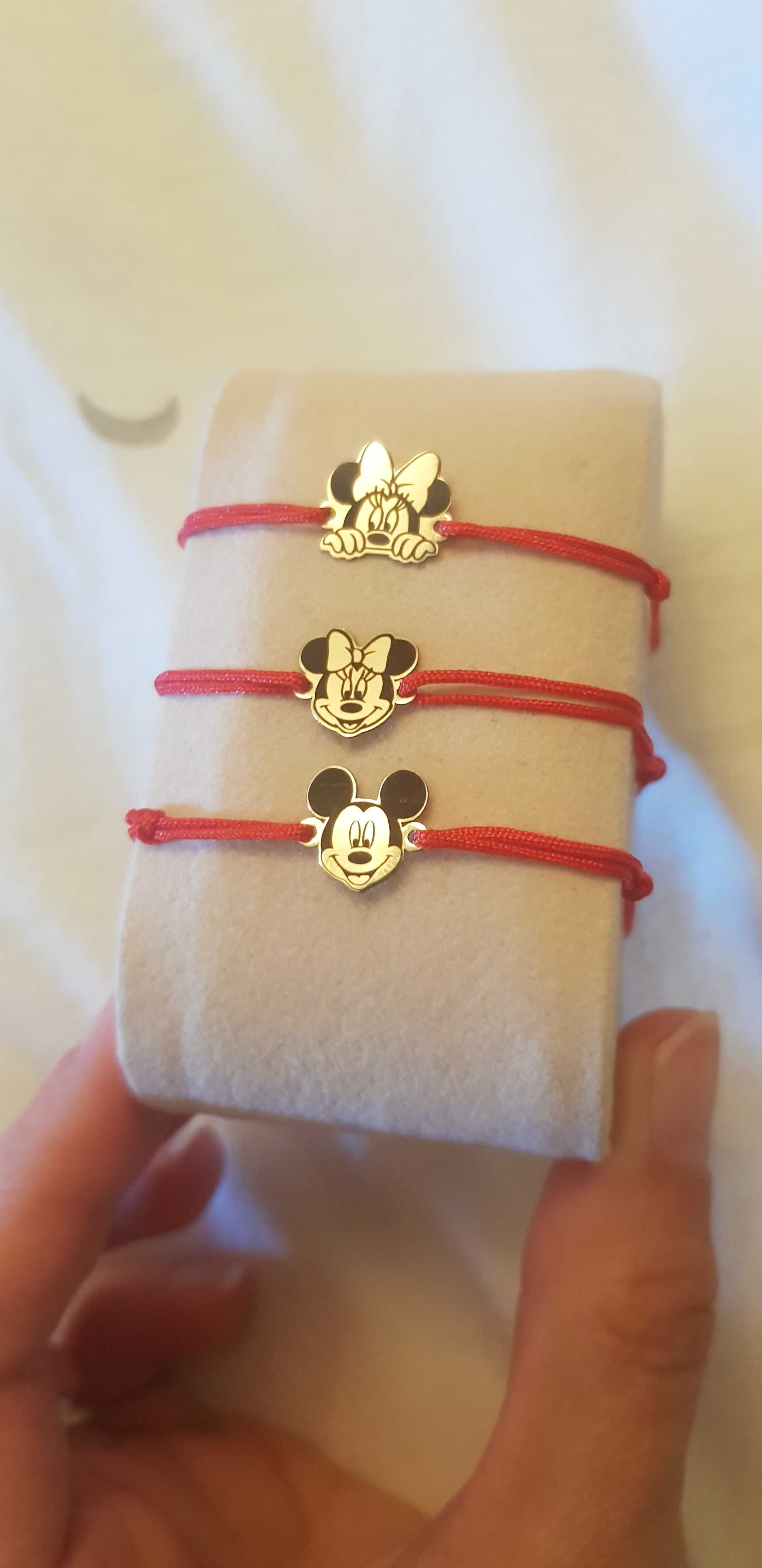 Copii bratari aur snur rosu Mickey Mouse si Minnie Mouse pret 150 lei