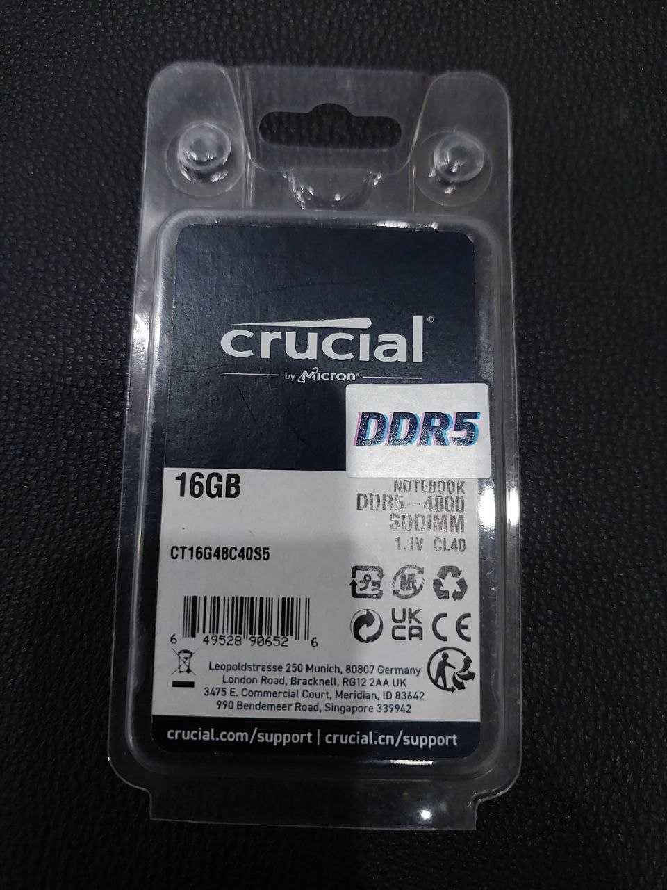 Продается ОЗУ CRUCIAL DDR5/4800 16GB(16GBx1)