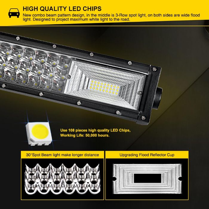 LED Bar 7D 594W 12V-24V, 125 Cm, TRI-row, Spot & Flood Combo NOU