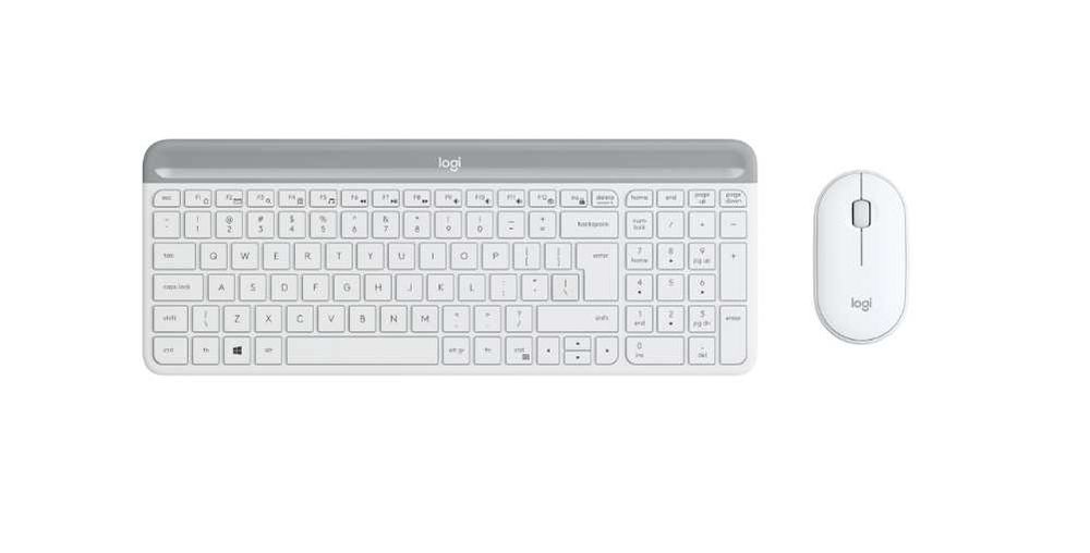 Kit tastatura+mouse wireless Logitech MK470, Slim, layout US INTL, Alb