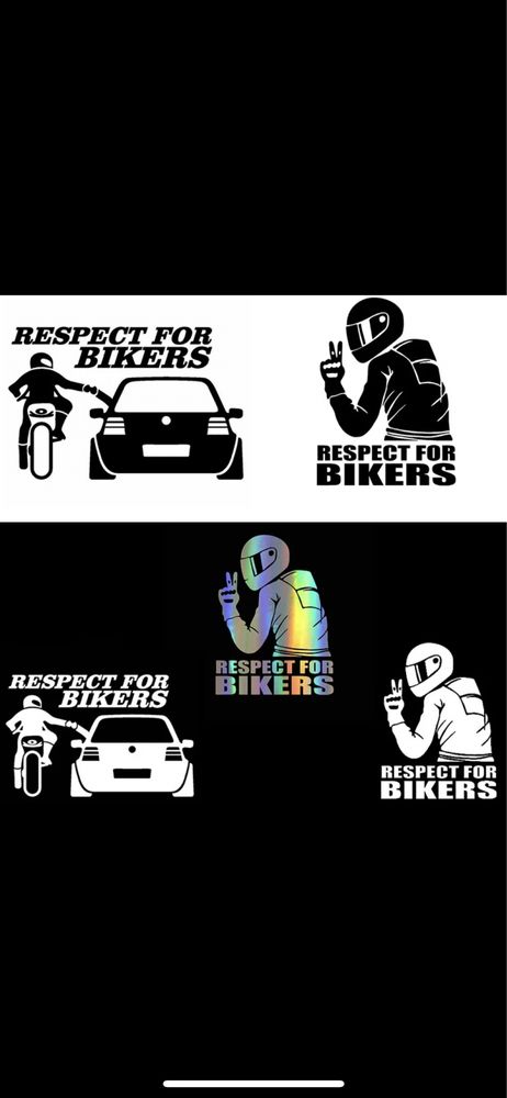 Sticker colant auto cu mesaje moto “Respect for bikers” autoadeziv