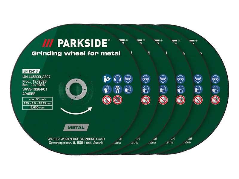 НОВИ! Дискове за шлайфане 6 броя Parkside камък метал