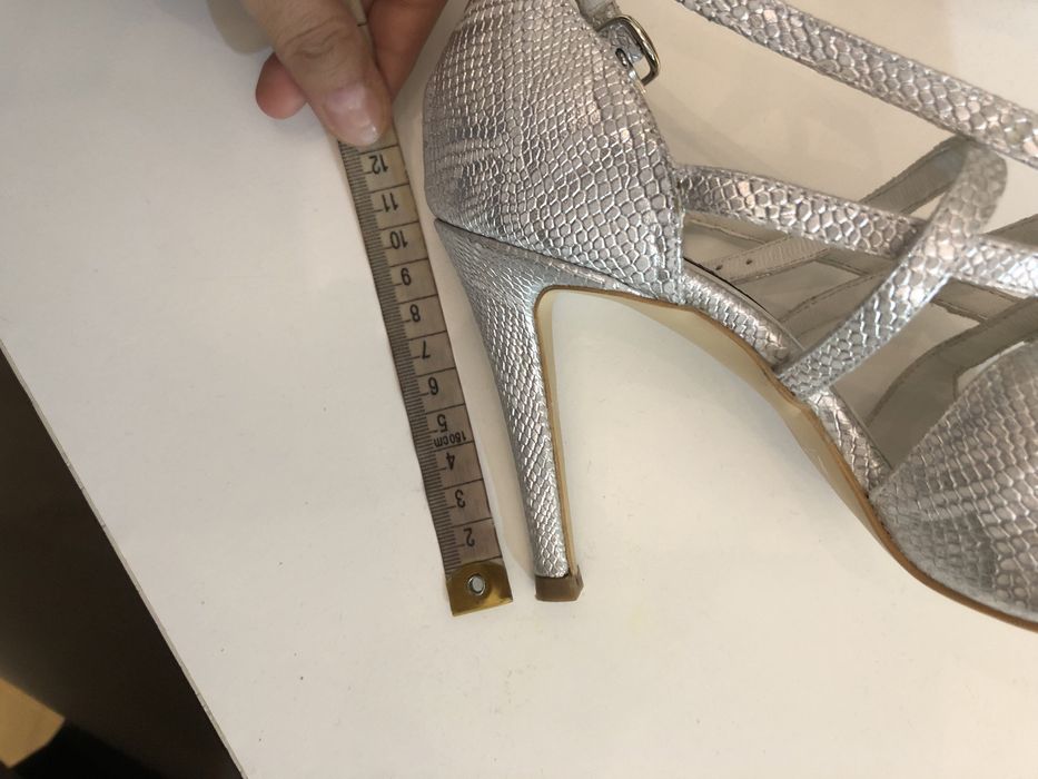Pantofi argintii Aliss cu barete, marimea 37