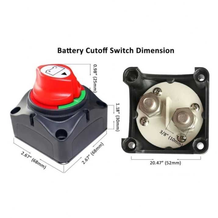 Въртящ се ключ маса / прекъсвач на акумулатор – 12–48V, 275A, IP66