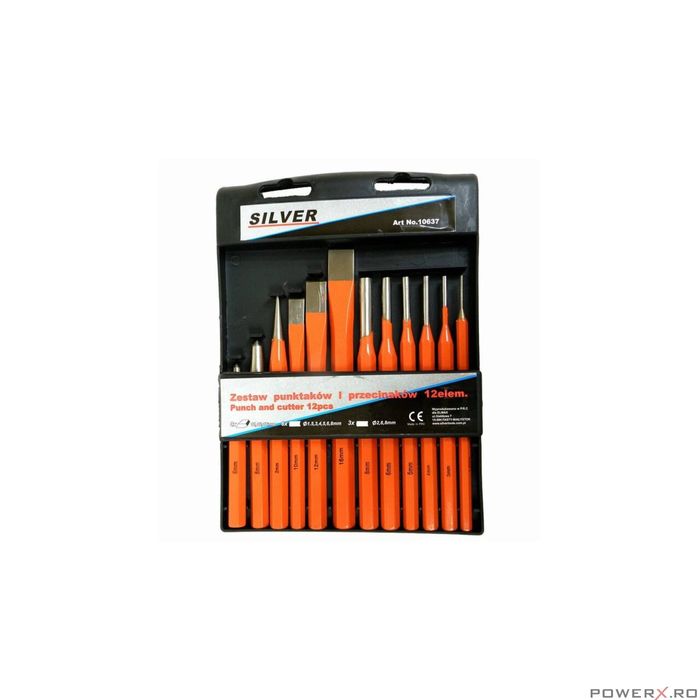 Trusa Set 12 Dalti Otel pentru Metal Silver