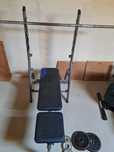 Banca multifunctionala, haltera 15kg si discuri 8x5kg si 8x1kg