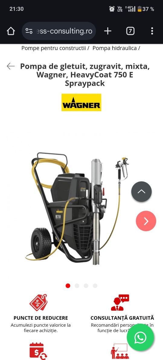 Pompa de gletuit, zugravit, mixta, Wagner HeavyCoat HC 750 E SprayPack