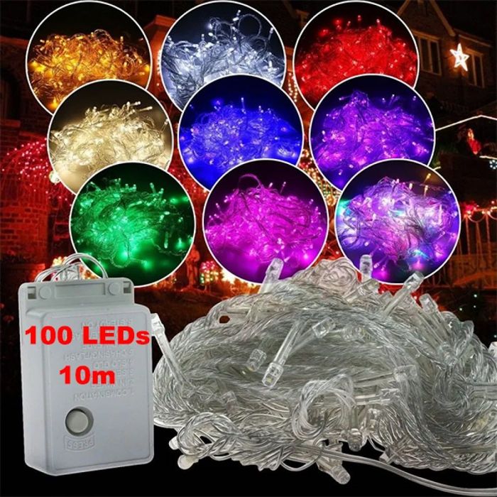 100 LED лампички с опция за удължаване, 4 цвята, 10м