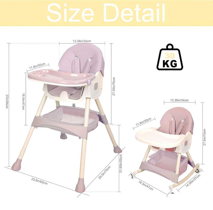 NOU! Scaun de masa pentru bebelusi cu roti si pliabil - diverse culori