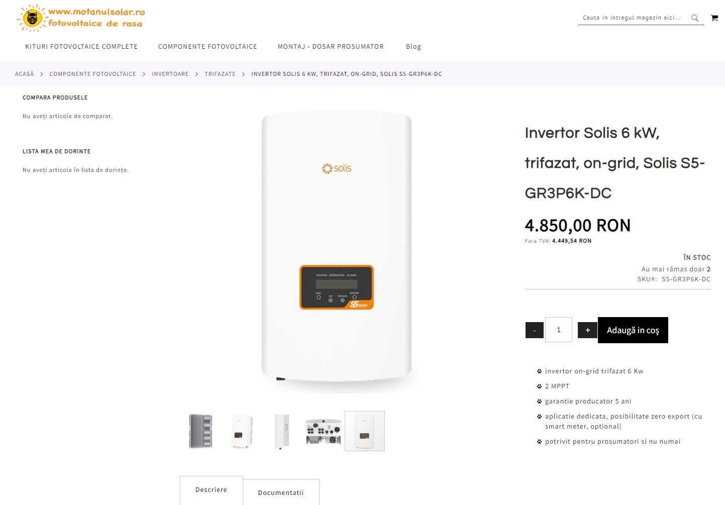 Invertor Solis 6 kW, trifazat, on-grid, Solis S5-GR3P6K-DC SIGILAT