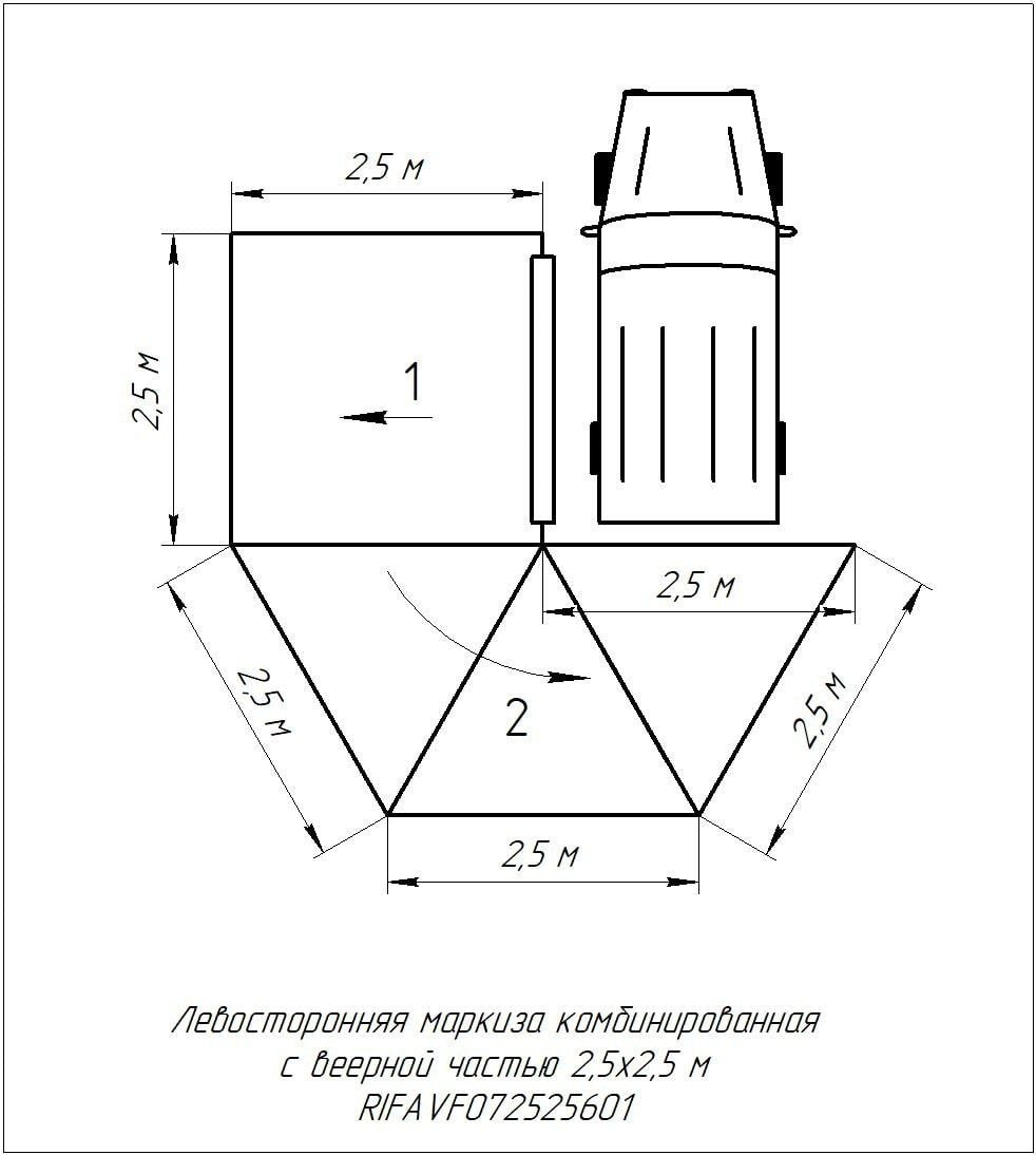 Маркиза автомобильная РИФ комбинированная (прямоугольная с веерной час