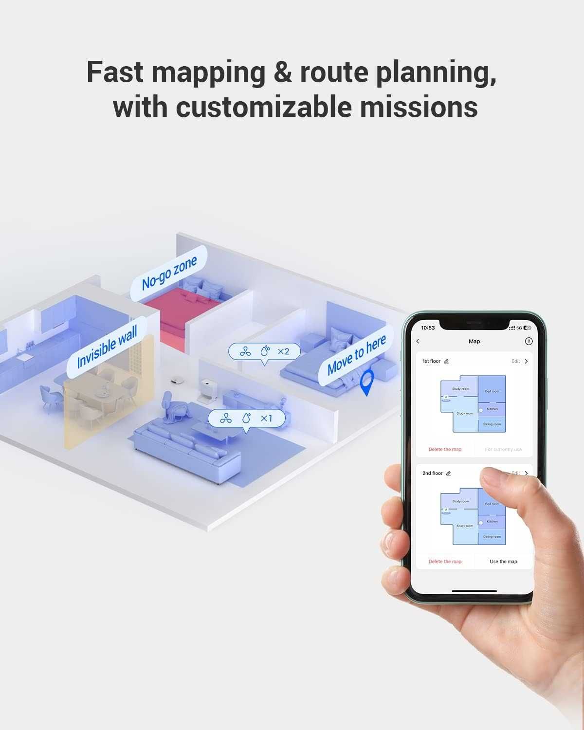 Прахосмукачка робот Ezviz RS2 (4000Pa) DToF навигация и картографиране