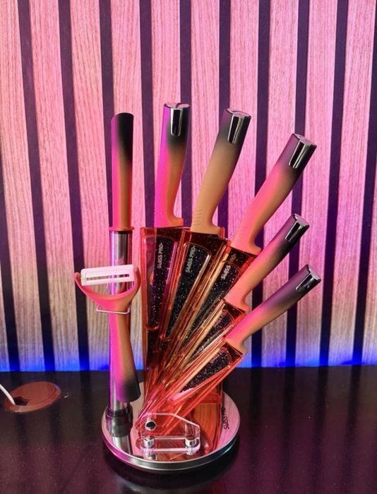 Set cutite bucatarie 8 piese cu suport rotativ Swiss Pro+, nou