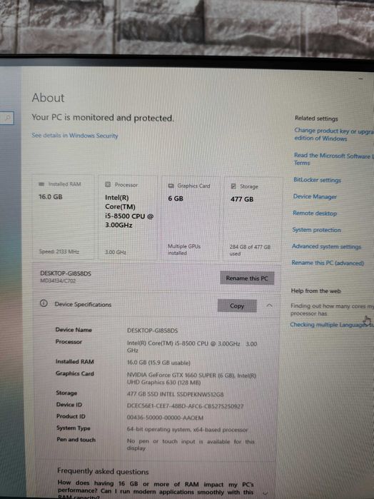 Calculator / PC Gaming / Office – i5 8500 + GTX 1660 Super 6GB + CADOU