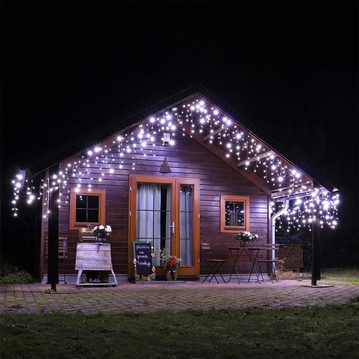 Коледни лампички 6м  х 60см с флаш ефект лед завеса за външни условия