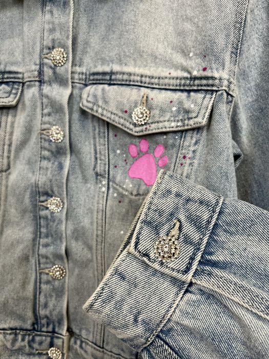 Дамско дънково яке, ръчно нарисувано