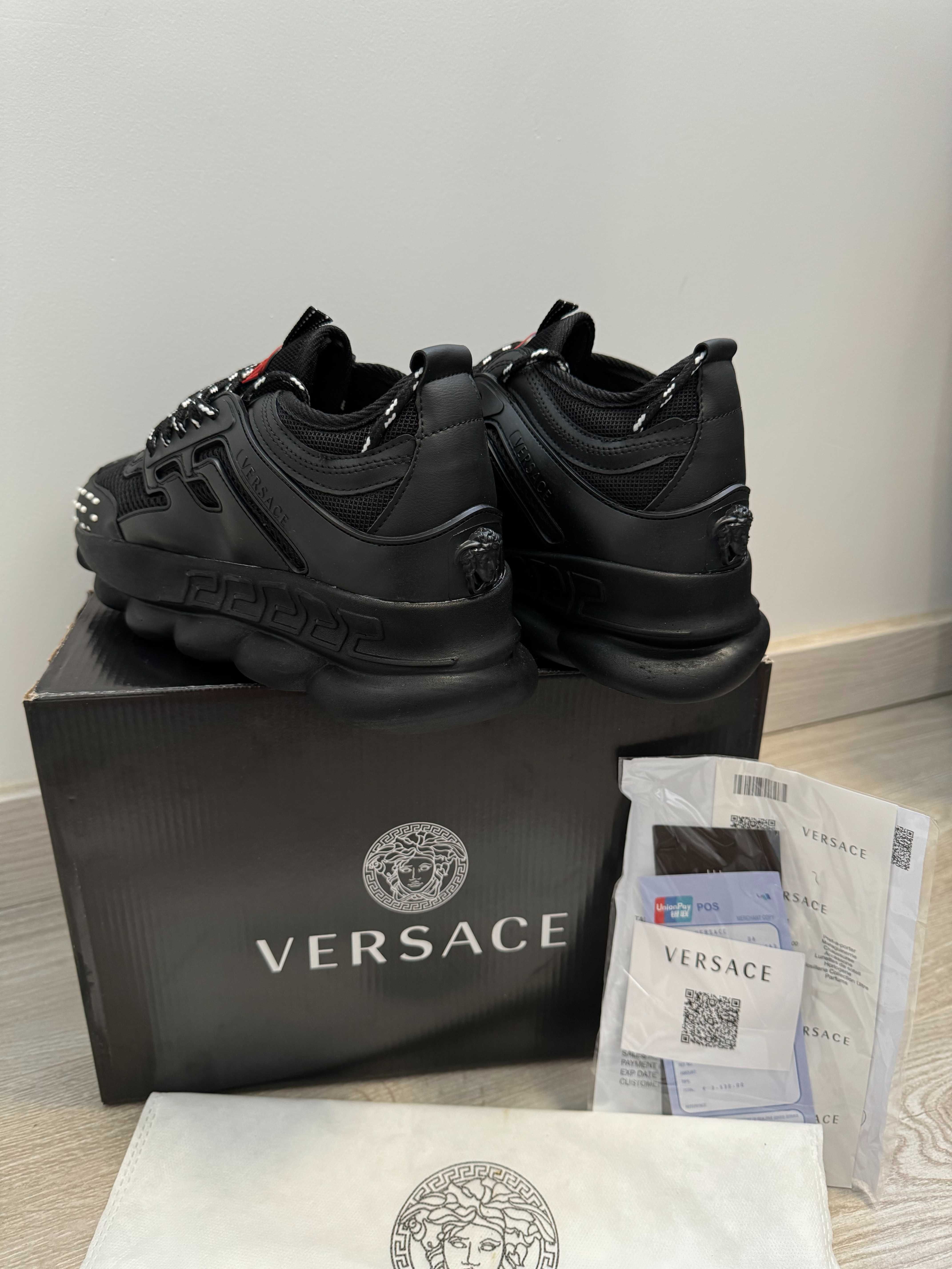 Adidasi VERSACE Chain Reaction Black - Produs Nou - Full Box, Unisex