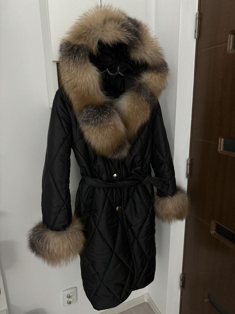 Geaca parka blana naturala
