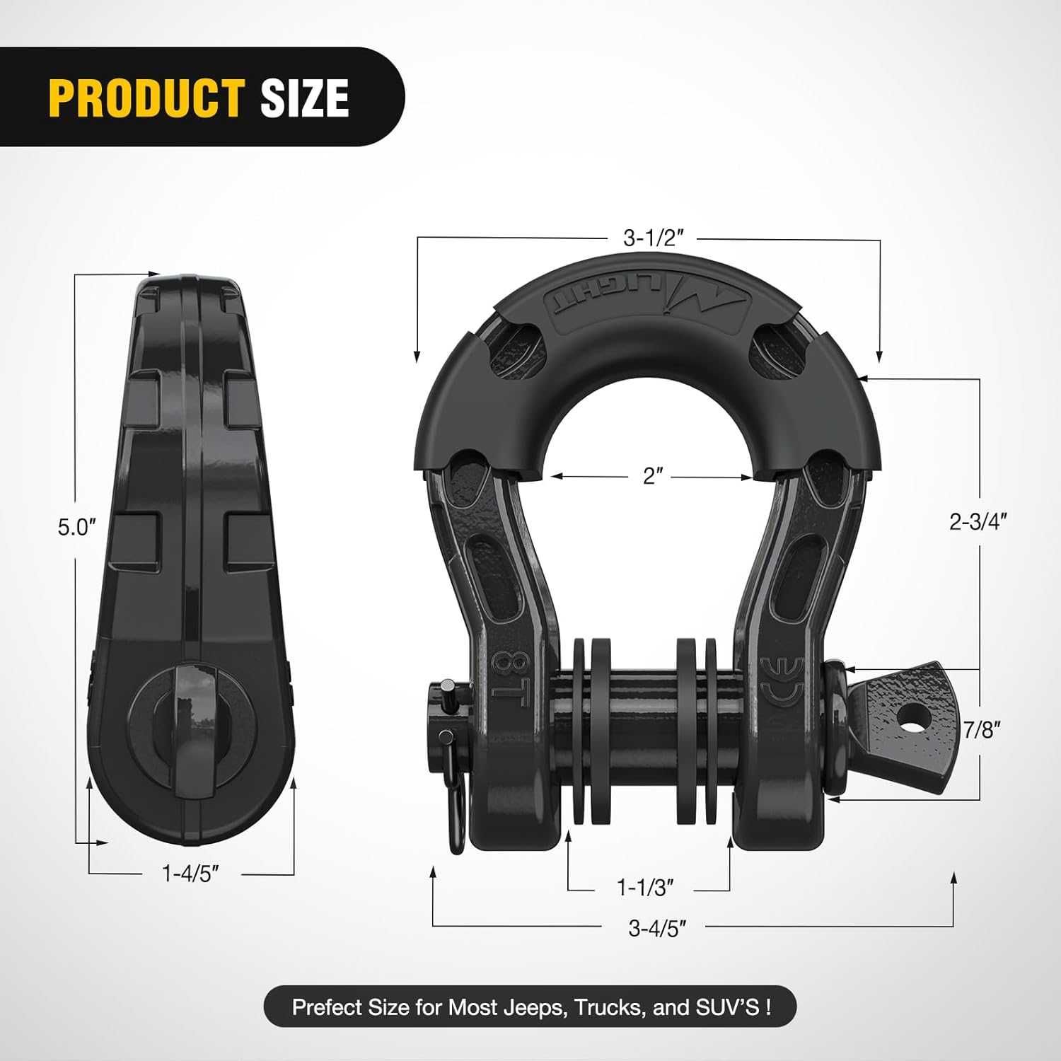 Ochete 3/4 cu Protecție 8T Cu Bolt Filetat și Siguranță, Culoare Negru