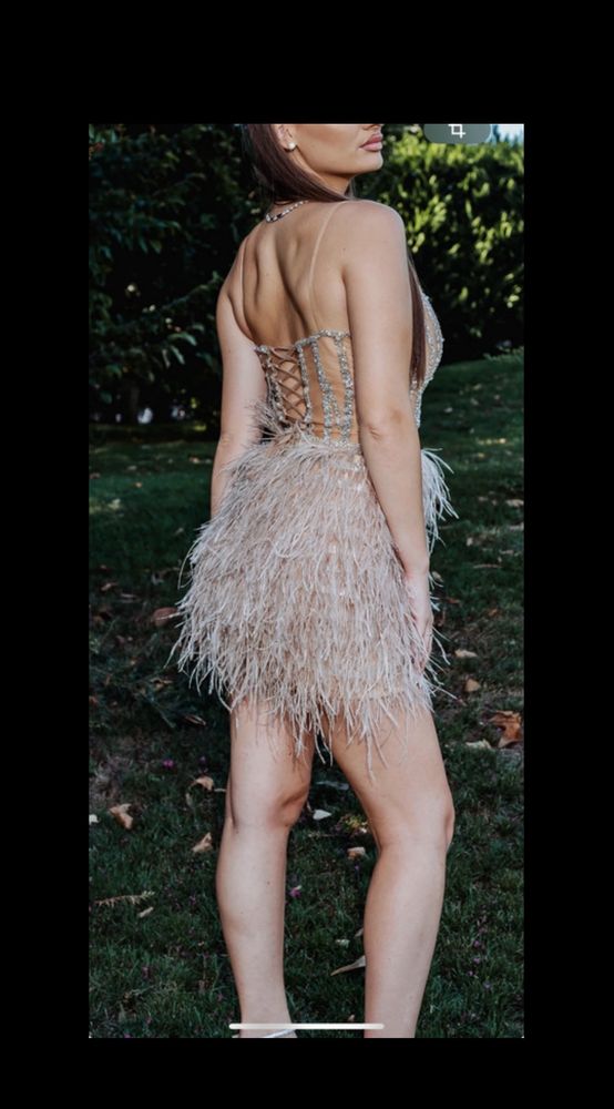Rochie stil Nadare cu pene si pietre