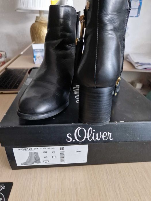 Botine  dama negre  din piele naturala  S”Oliver - Mas.36