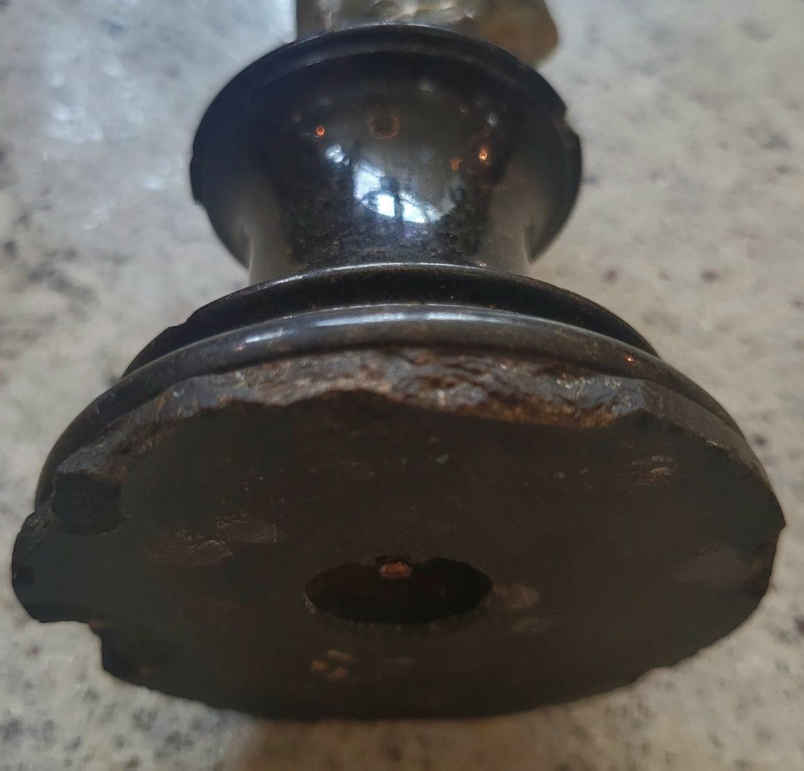 Statueta veche bronz pe marmura, stil Art Nouveau