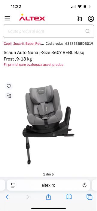 Nuna - Scaun auto iSize REBL PLUS 360 isofix Frost