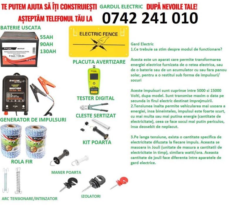 Kit Gard electric izolatori fir pentru mistret vaci cai oi capre