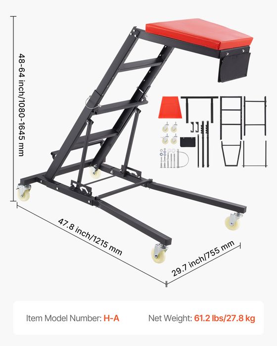 Creeper Auto,Capacitate 181kg,4 Roti Pivotante,1079-1645mm