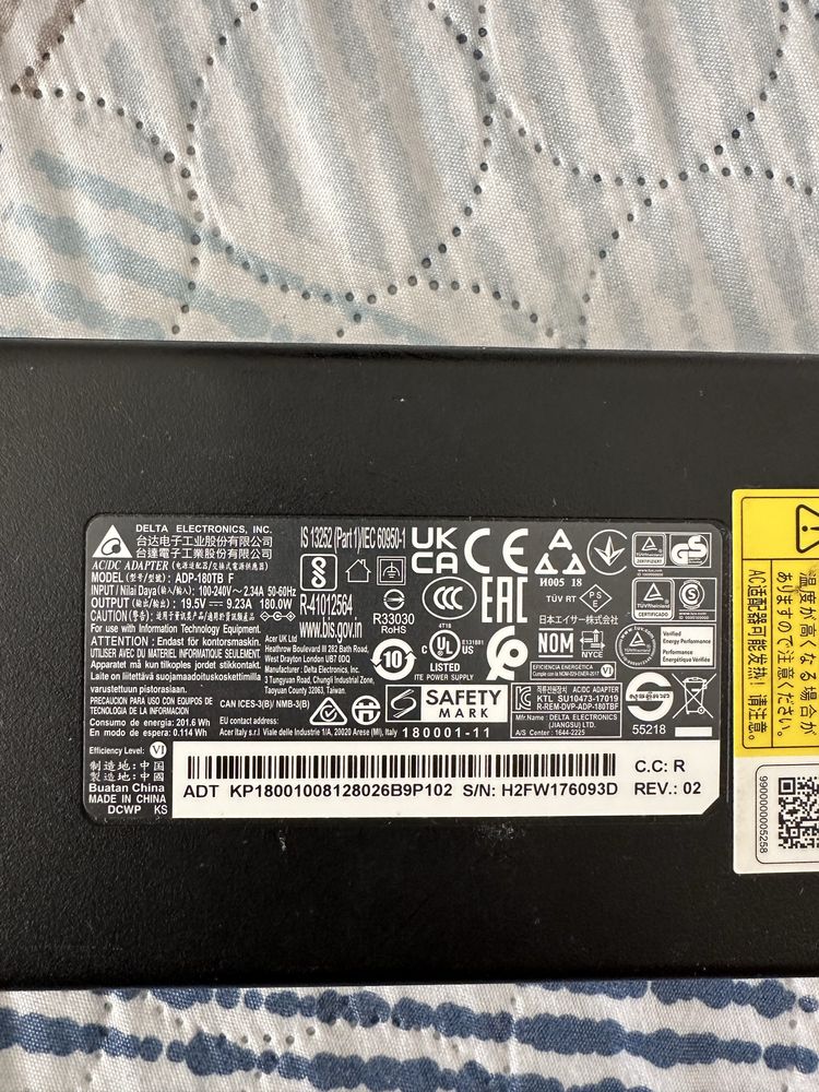Зарядно за лаптоп acer 19.5v 9.23A 180w - adp -180tb f