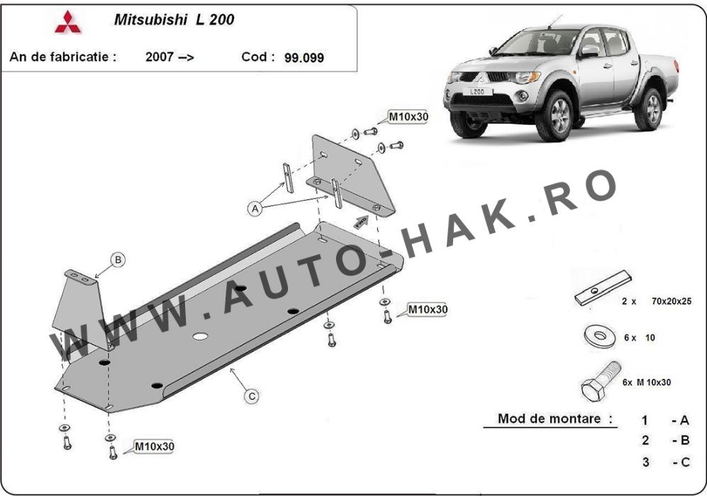 Scut metalic rezervor Mitsubishi L200 2007 pana in 2015